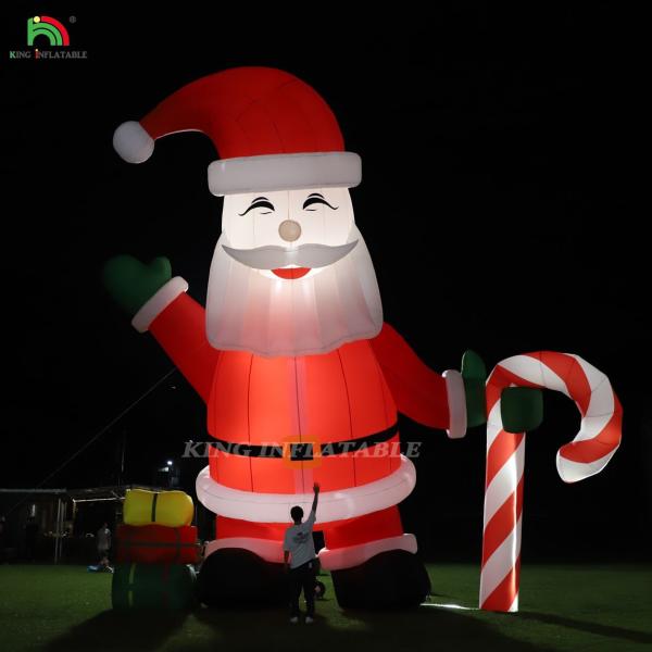 Glowing Inflatable Santa Claus Ornament 33ft Cartoon Giant With LED Lights For Christmas Garden Party Decor