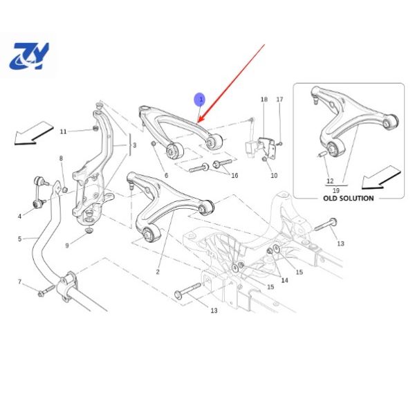 For Maserati Ghibli 67004186 Front Control Arm Original Equipment Manufacturer High-quality Bushing Control Arm