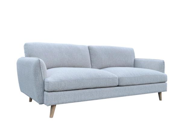 Wooden Legs Three Seater Fabric Couch Removable 3 Seater Sofa Grey Foam Fiber Padded