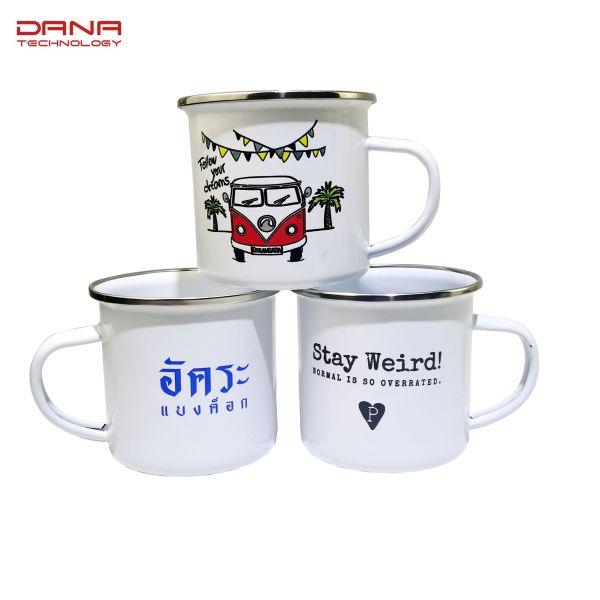 Flower Theme 8x8cm Custom Style 12 Oz Enamel Mug Coffee Mug Camping White Coffee Enamel Cup Mug for Printing