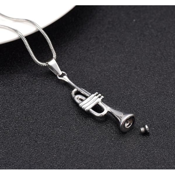 Gift Occasion Classic Style Silver Music Trumpet Pendant Necklace for Ashes Memorial