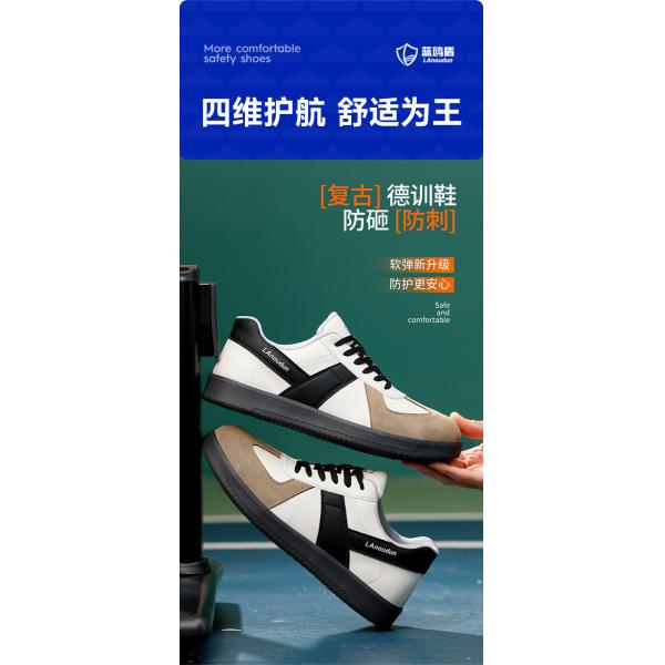 Calzado de seguridad industrial Unisex de microfibra+suede Calzado de trabajo de tendón de res Calzado de seguridad de suela