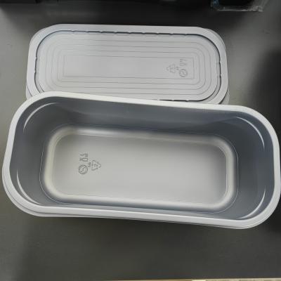 Contenant de crème glacée à vide en plastique pour animaux de compagnie de 5L gris / transparent en PP / PET avec couvercle