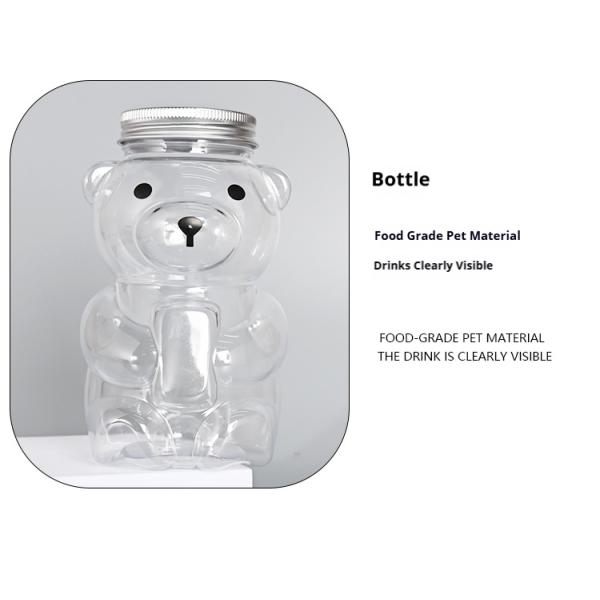 Hot-Selling 500ml Creative Bear Panda Shaped Plastic Drinks Container Milk Tea PET Juice Beverages Candy Bottle With Screw Cap
