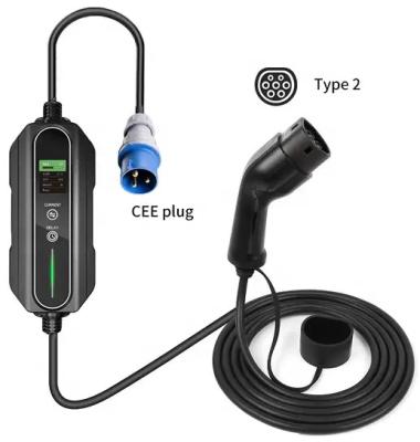 Type 2 To Commando Plug Portable EV Charger 8A To 16A Variable 3.6kW 5 Metre