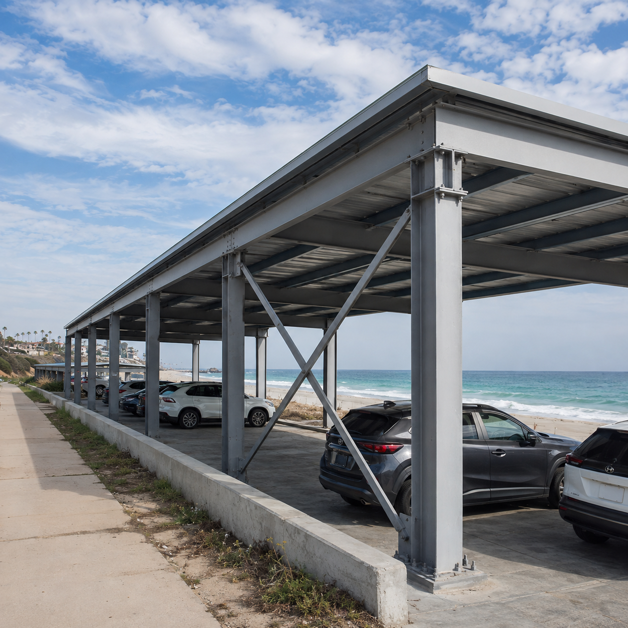 Anti Rust Powder Coated Steel Parking Structures For Coastal Areas