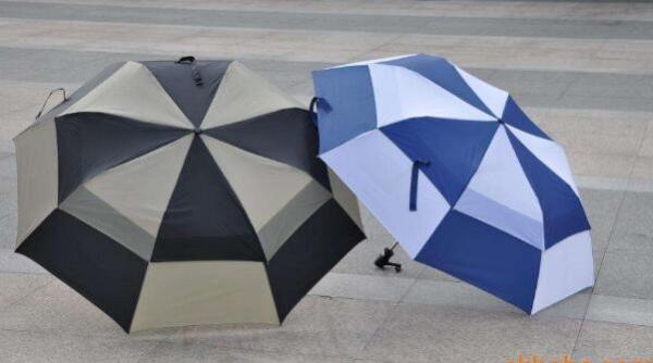 2 Big Folding Automatic Golf Umbrella Double Layers Fiberglass Shaft / Ribs