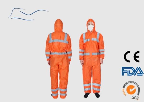 Reflective Tape Disposable PPE Coveralls For Road Service 175 * 140CM