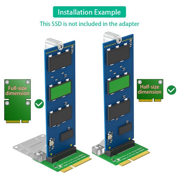 M.2 NGFF Adapter for B+M Key SATA Bus SSD to Mini PCI-E with Vertical Installation for 2280 Type SSD