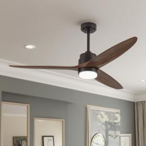 Energy-Efficient Long-Lasting: 52-Inch Solid Wood Ceiling Fan with LED Lighting