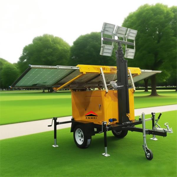 Stable Power Supply Solar Powered Floodlight Lighting Trailer For Desert Lighting