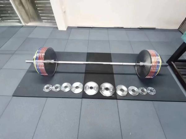 Wholesale High Quality Silver Chrome Plate Cast Iron Barbell Home Gym Equipment Barbell with Weight Plates Set