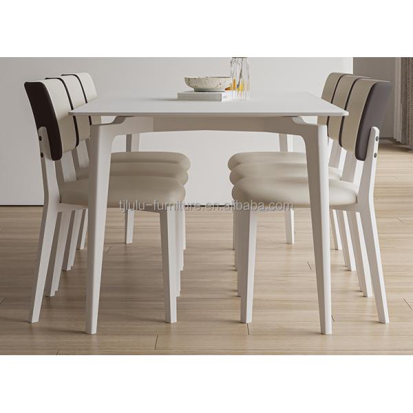 Sillones de comedor de hotel W47*D48*H86CM Morden Nordic PU Sillón de madera de cuero para muebles de comedor tapizado