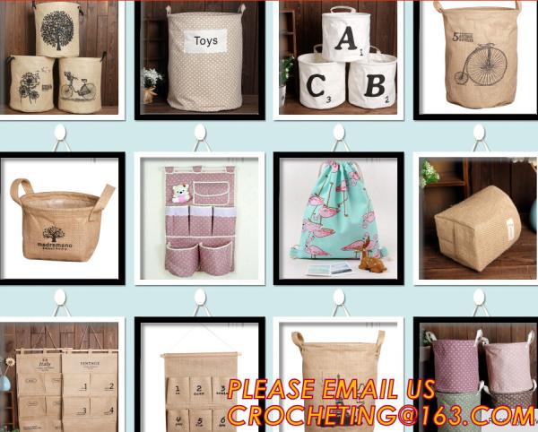 Organize Storage Natural Canvas Clothes Basket, Cute Round Canvas Bathroom Clothes Storage Basket Hamper Tote Bag/ Stora