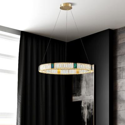 Dazzling LED Modern Crystal Ring Chandelier Double Ring OEM For Living Room