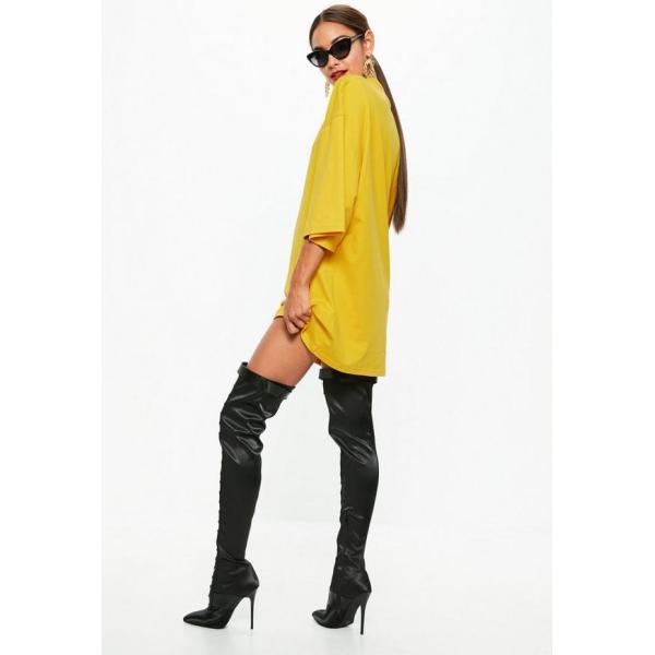 Yellow Oversized T Shirt Dress For Women