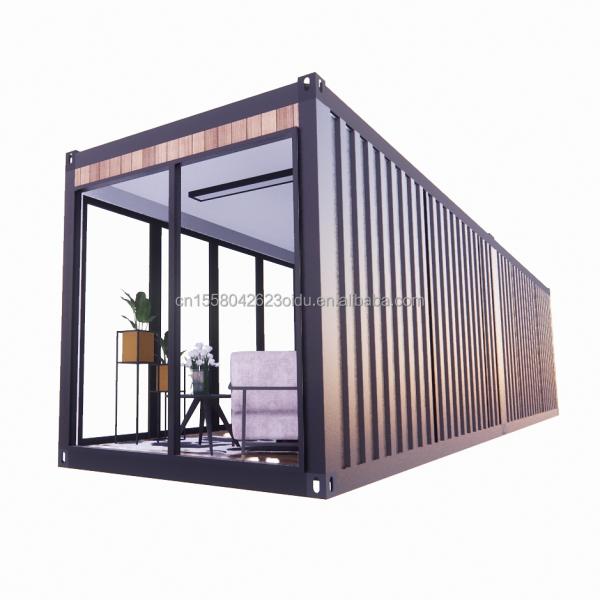 Alojamiento en hoteles de complejo hecho de tubos cuadrados de acero galvanizado y materiales de madera modernos en envases planos