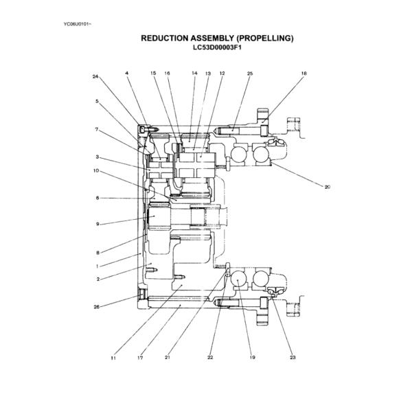 El motor de la excavadora superior tiene una caja de engranajes de desplazamiento, un eje de propulsión y un engranaje solar SK330-6 SK270 24100U1682S9 CX290B CX290/LC00200