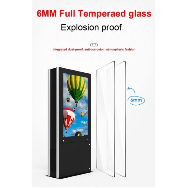 Bus station outdoor lcd touch screen ultra thin advertising display 75 inch floor stand digital signage
