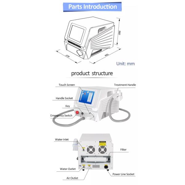 машина удаления волос лазера салона диода 755нм 808нм 1064нм экран касания 10,4 дюймов