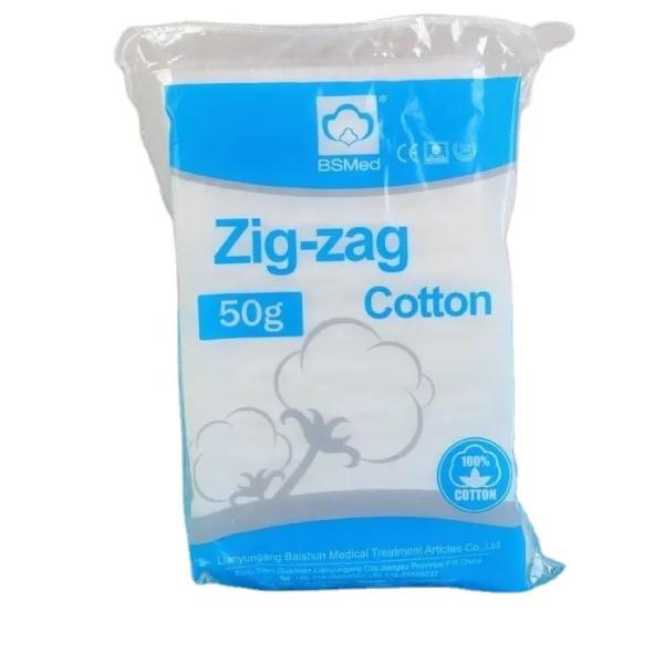 Plissado de algodão de zig zag descartável 100% algodão médico algodão zig zag para cirurgia