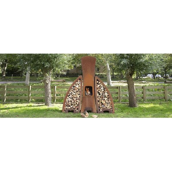 Металл Chimenea современных каминов Corten современный на открытом воздухе с хранением