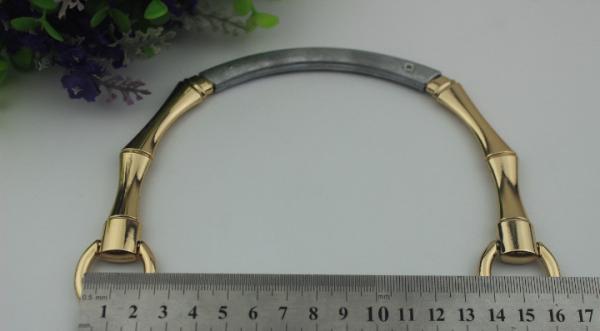 2018 new design bamboo style zinc alloy light gold leather handbag handle