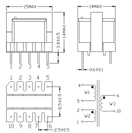 OEM High Frequency EE13 NH2B 2mH Current Transformer
