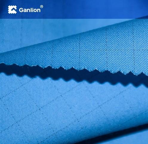 Sky Blue Flame Retardant Cotton Fabric Anti Static Twill 2/1