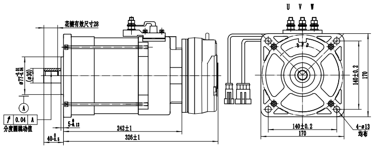 Excellent Cost Performance Ratio 3.5kW AC Motor For Electric Golf Cart