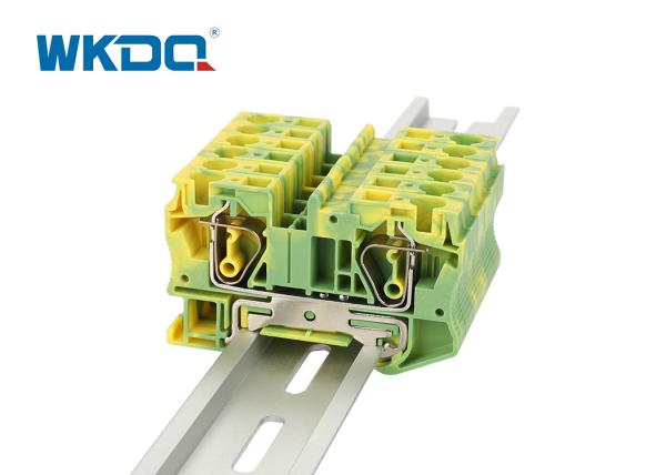 JST 6-PE Universal Din Rail Power Distribution Block , Spring Loaded Wire Connector PE Ground
