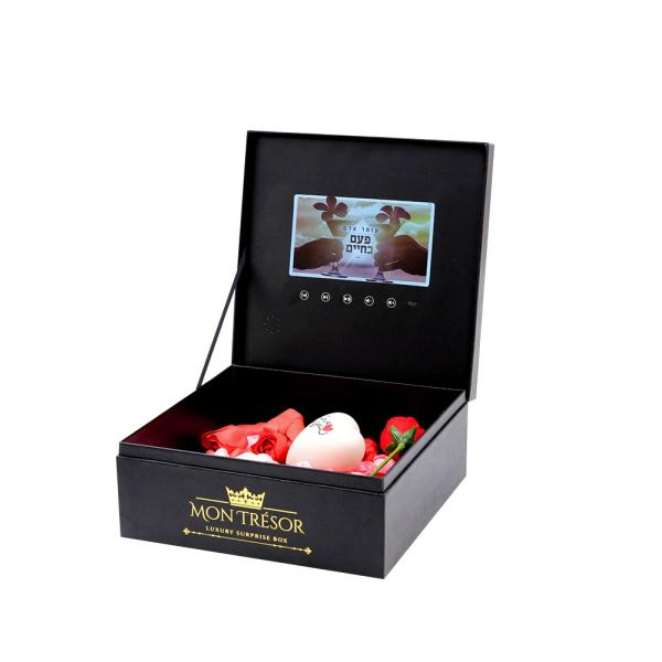 Роскошь подарочной коробки экрана LCD магнитная приветствовать видео- пакет подарка для приглашения свадьбы