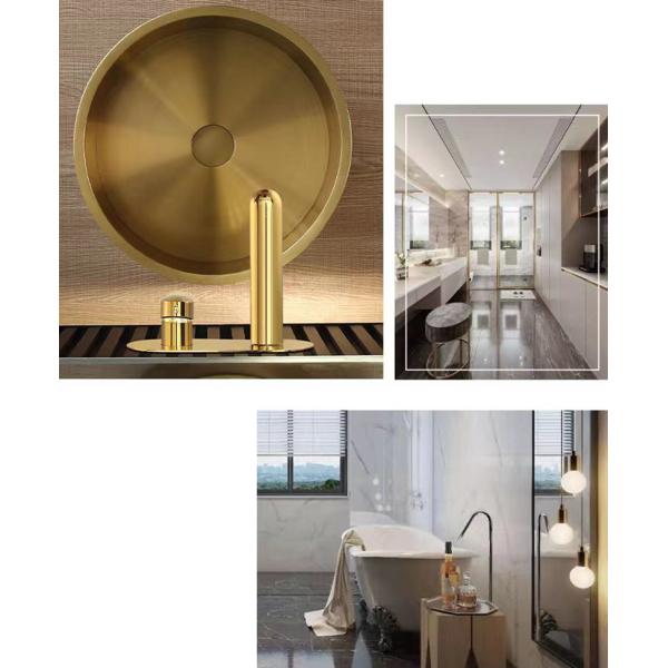 Stainless Steel 304 Stainless Vessel Sinks , Gold Bathroom Sink Bowl For Cabinet Lavatory