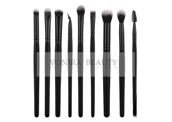 Black White Hair Tip Taklon Synthetic Hair Makeup Brushes With Glossy Black Ferrules