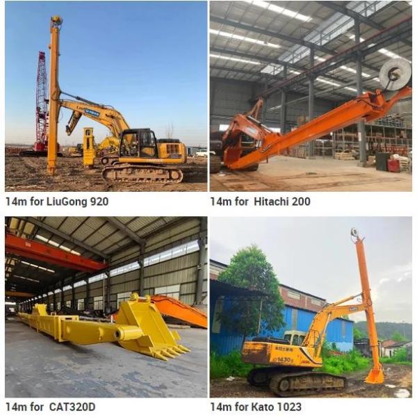 CE Approved 12 14 16 Meters Excavator Telescopic Boom With Standard Bucket