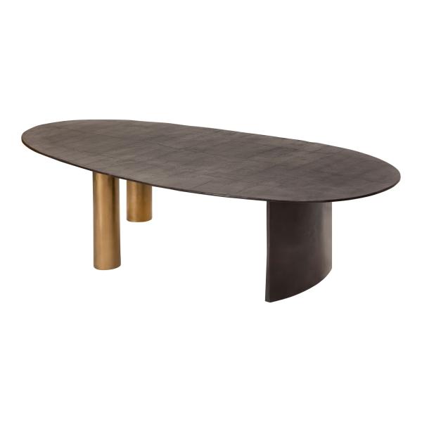 Modern Metal Top glass Oval Coffee Table Brown With Stainless Steel Legs