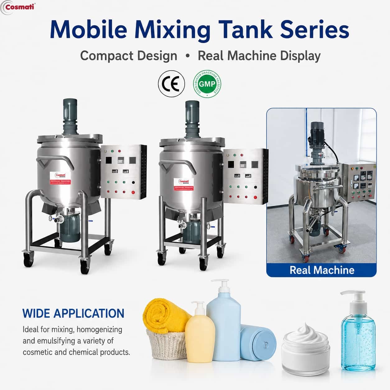 Double Jacketed Mixing Tank 100L Cosmetic Shampoo Heating Vessel Stainless Steel