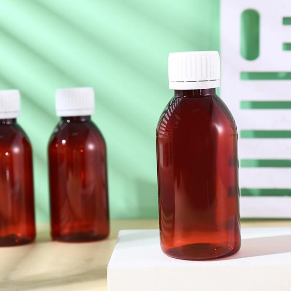 Promethezine PET Collar Material 100ml 120ml 3oz 4oz Amber PET Cough Syrup Bottles Plastic Bottle Lean Bottle