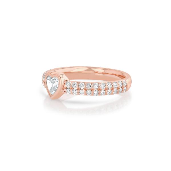 14K Gold Double Row Pave Diamond Heart-Shaped Engagement Ring Size 5-10 with AAA CZ Stone