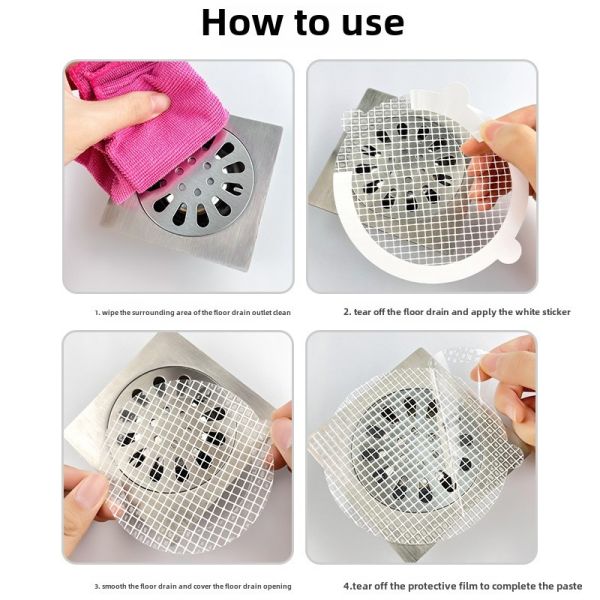 Self Adhesive Disposable Fiber Filter Net Drain Sticker for Bathroom Kitchen Anti-Insect Masking