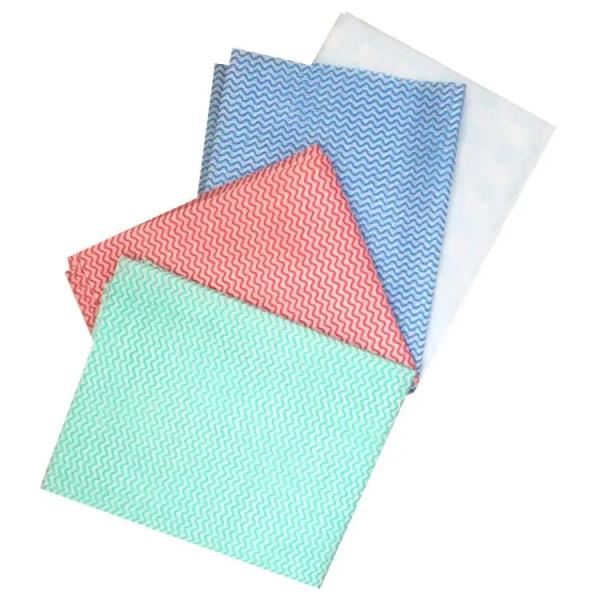 Toalhas de limpeza descartáveis, tecido não tecido multicolor.