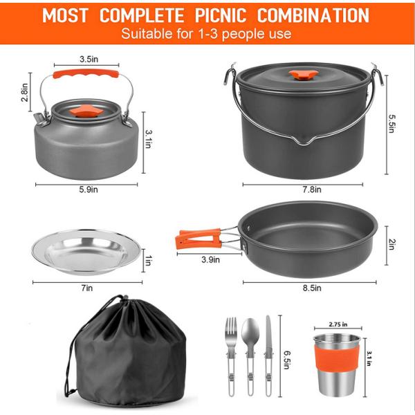 Крупноразмерный на открытом воздухе набор Cookware, набор повара 4 человек алюминиевый располагаясь лагерем