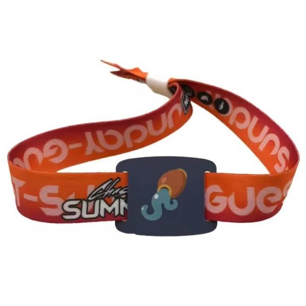 Custom Size Event Festival Party RFID Satin Fabric Wristbands with Logo Printing