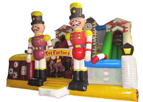 Customized Commercial Inflatable Water Slides / Blow Up Soldier Castle Guard Themed PVC Dry Slide