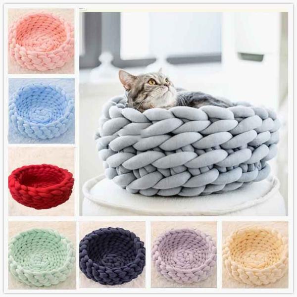 Грубая рука шерстей - сплетенная кровать щенка ткани Washable DIY гнезда кота любимца руки машины грубая