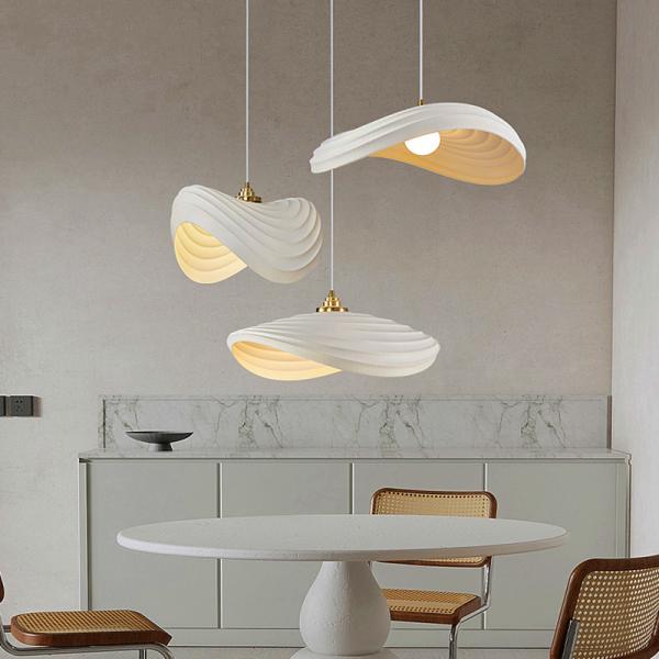 Nordic Minimalist Wabi Sabi Cream Style LED Dining Room Cafe Pendant Light(WH-VP-166)