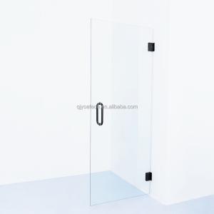 QJY-HD vidro temperado preto ajustável dobradiça única porta de chuveiro sem