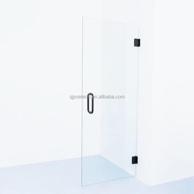 QJY-HD Tempered Glass Black Adjustable Hinged Single Framleless Shower Door for  Living Room
