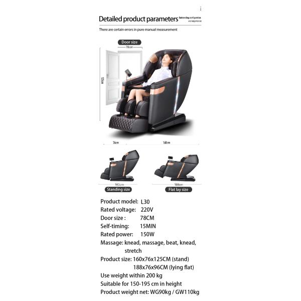Synthetic Leather Upholstery 4D SL Track Zero Gravity Massage Chair with Shiatsu Rollers