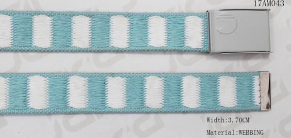 Grey Painting Plate Clip Buckle Webbing Clip Belt , Nickel Tip Classic Blue Web Belt